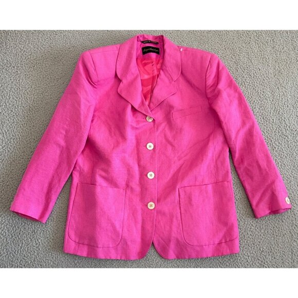 VTG Giorgio Sant Angelo Linen Blazer Hot Pink Lined Linen Blend - Picture 5 of 12